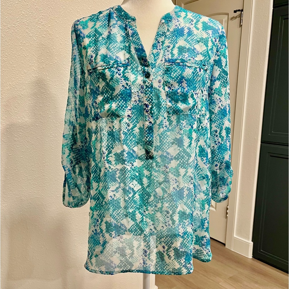 New Apt. 9 Chiffon Floral Jade Top